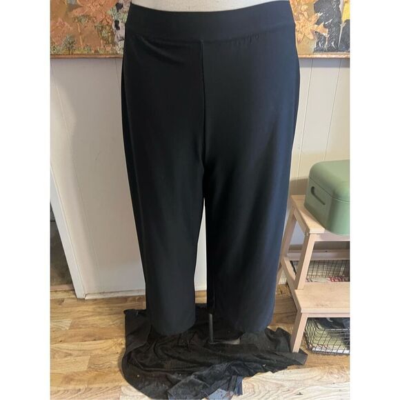 Spanx cropped wide leg power mesh black pants M - Picture 1 of 5
